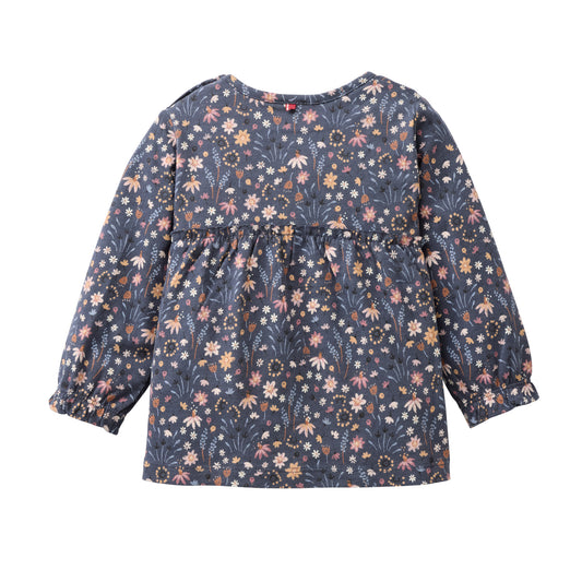 People Langarm-Shirt GOTS indigoblau AOP Mille Fleurs