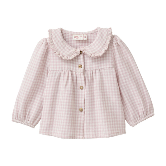 People Flanell-Bluse Kragen malve kariert