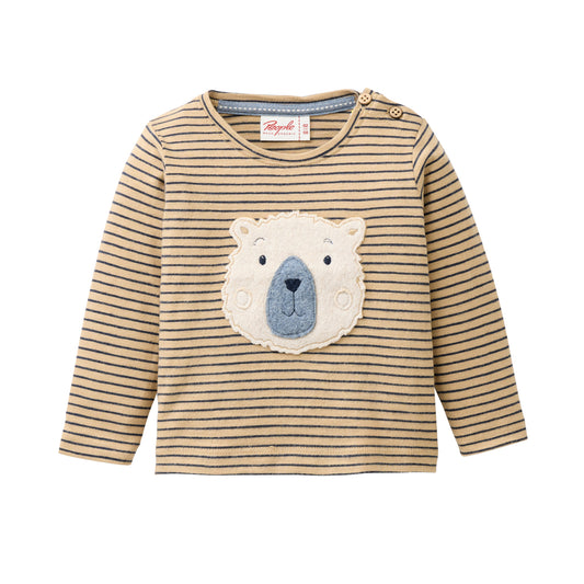 People Langarm-Shirt GOTS camel geringelt