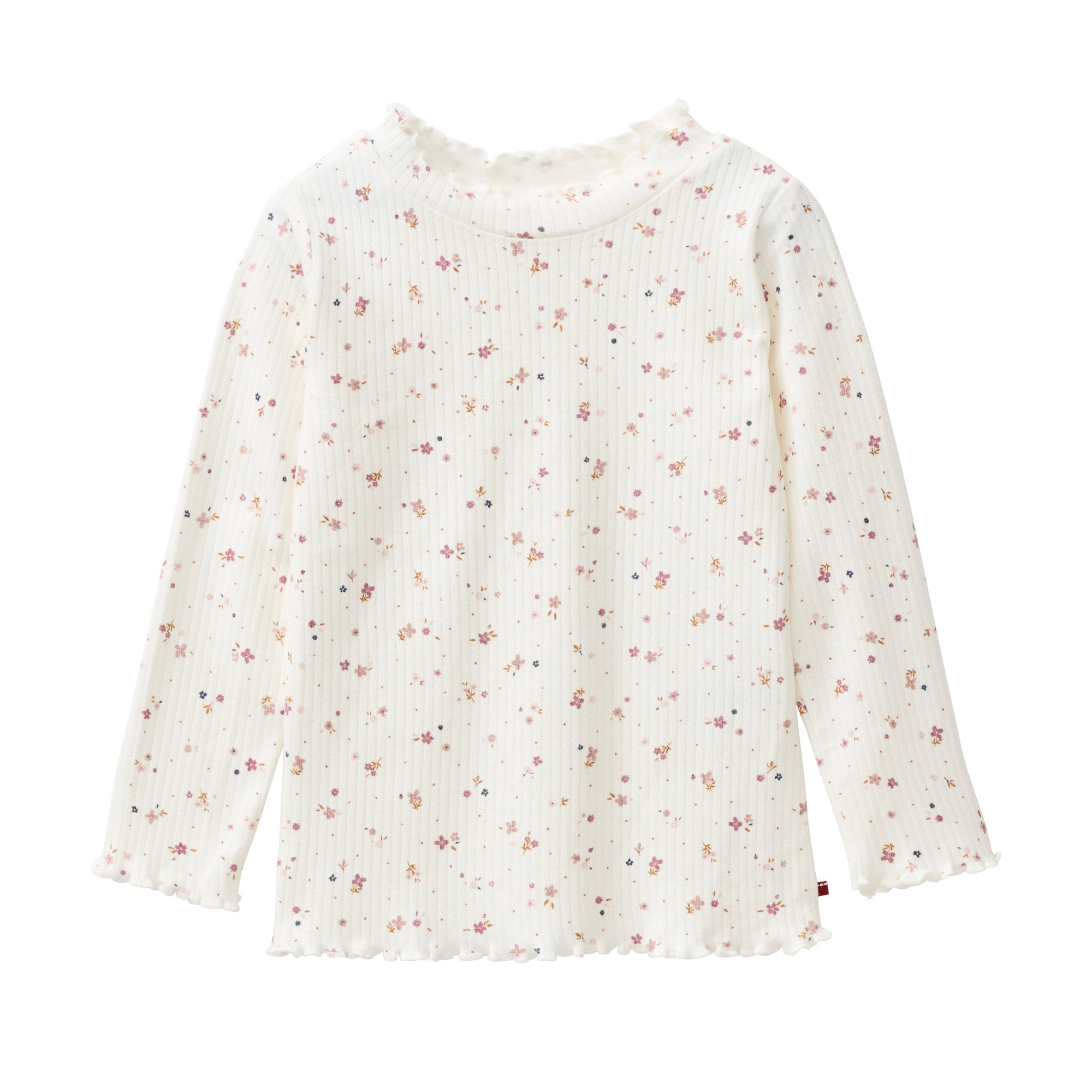 People Langarm Shirt Stehkragen weiß AOP kleine Blümchen
