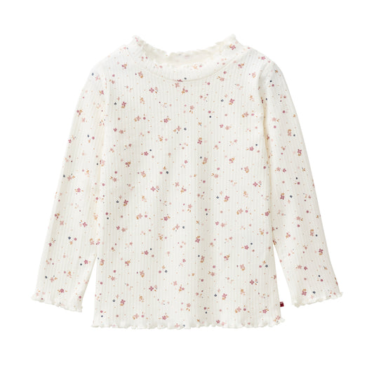 People Langarm Shirt Stehkragen weiß AOP kleine Blümchen