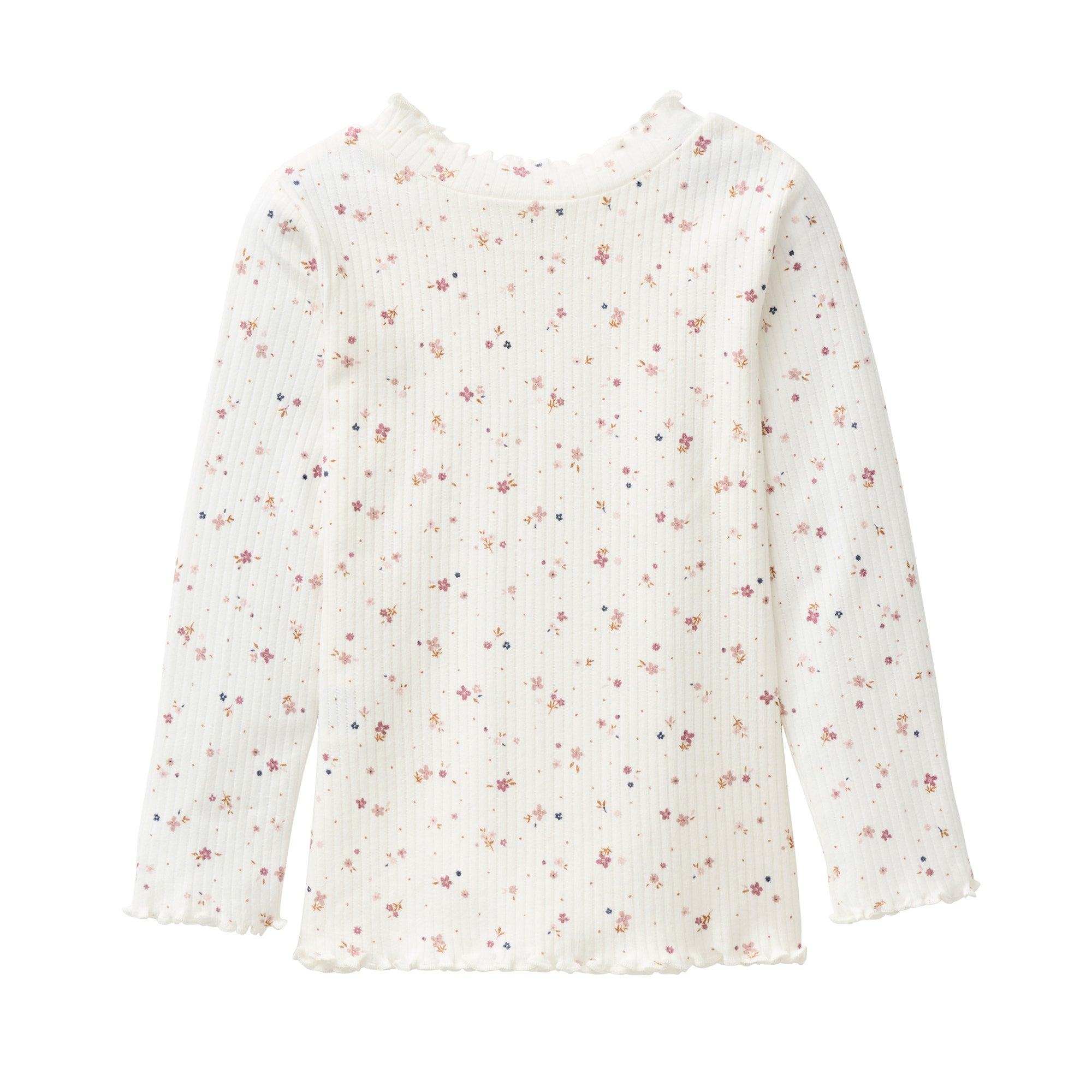 People Langarm Shirt Stehkragen weiß AOP kleine Blümchen