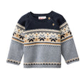 Bild in Galerie-Betrachter laden, People Strick-Pullover GOTS blaugrau gemustert
