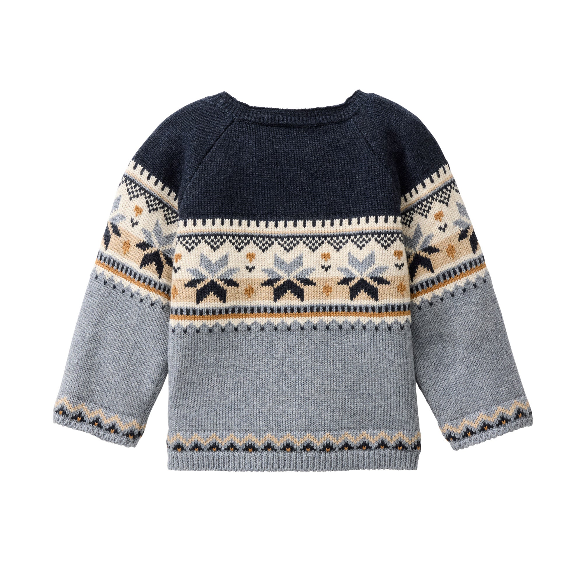 People Strick-Pullover GOTS blaugrau gemustert