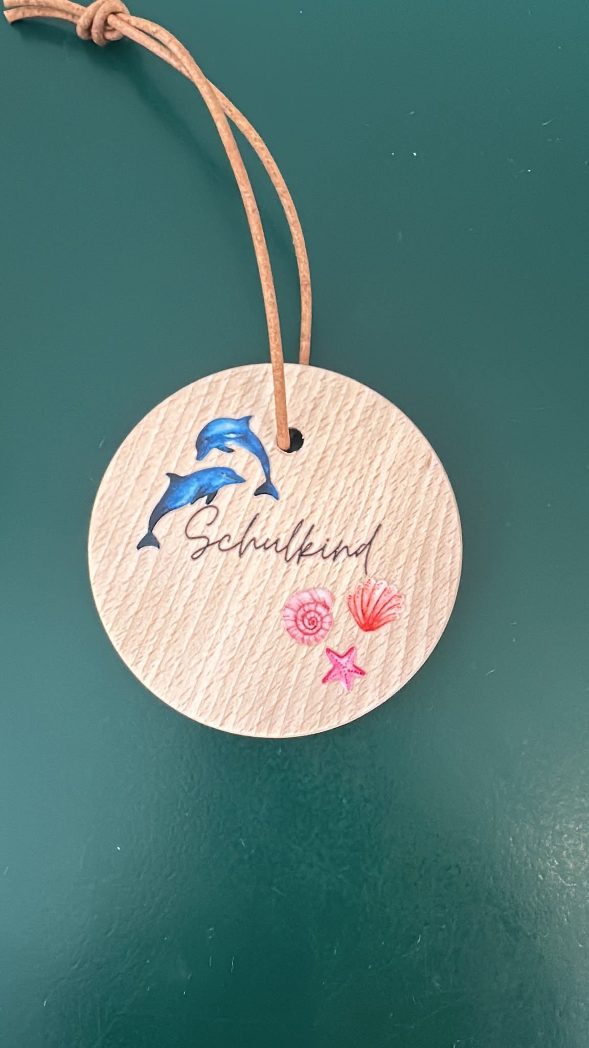 Holzanhänger Schulkind und Kita-Kind Delfine 6cm