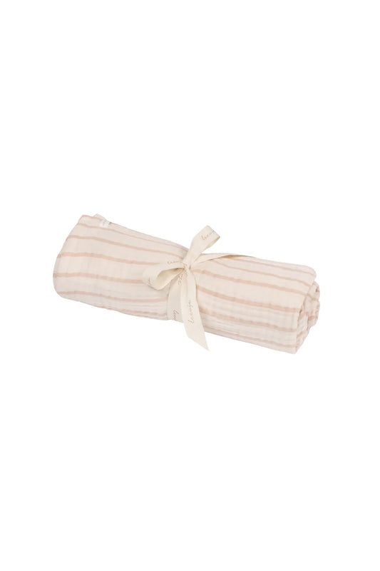 Leevje Großes Musselintuch „Beige Stripes“