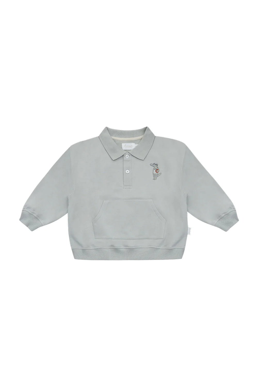 Leevje Unisex-Polo-Sweatshirt Krokodil in Oversize-Passform mit Kängurutasche
