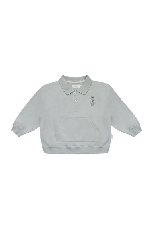Leevje Unisex-Polo-Sweatshirt Krokodil in Oversize-Passform mit Kängurutasche