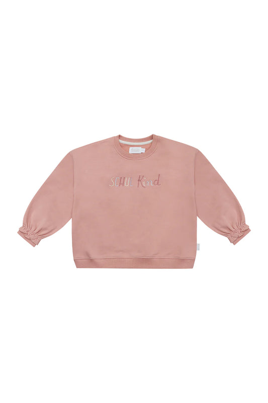 Leevje Sweatshirt 'Schulkind' mit Rüschenärmeln