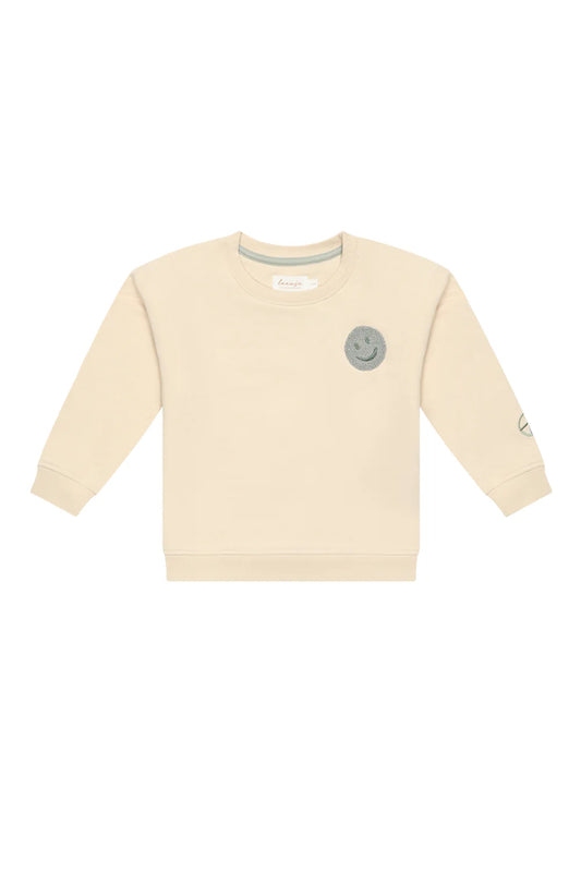 Leevje Unisex Oversized Sweatshirt 'peace begins with a smile' cappucino